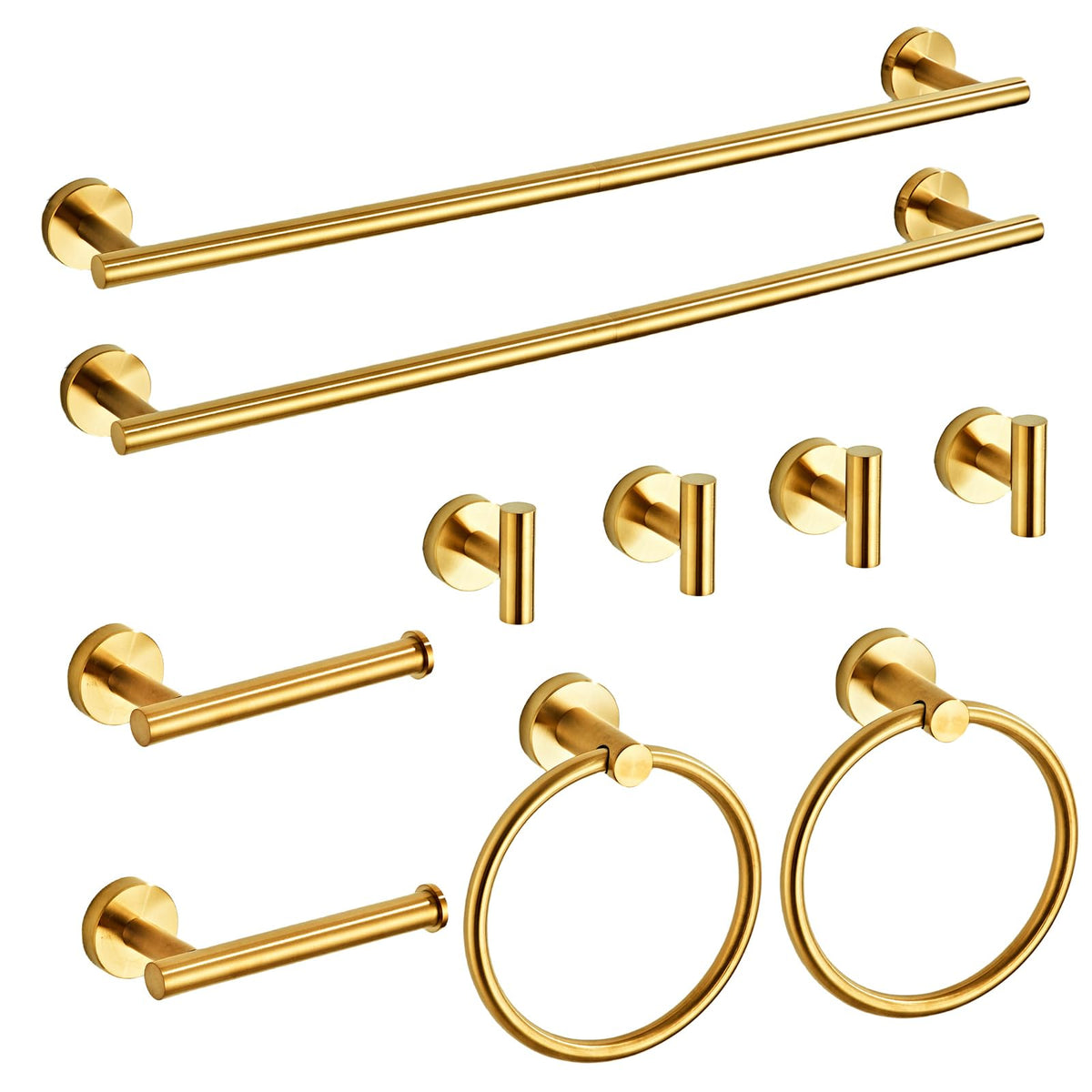Brushed Gold Bathroom Hardware Set 5 Piece with Towel Racks for Bathroom, SUS304 Stainless Steel Bath Towel Bar Set, 24 Inch Wall Mounted Accessories Kit…