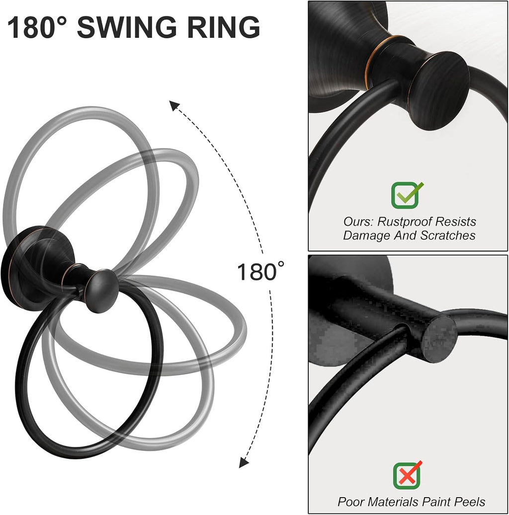 BESy Towel Ring, Bathroom Hand Towel Holder Wall Mounted Oil Rubbed Bronze