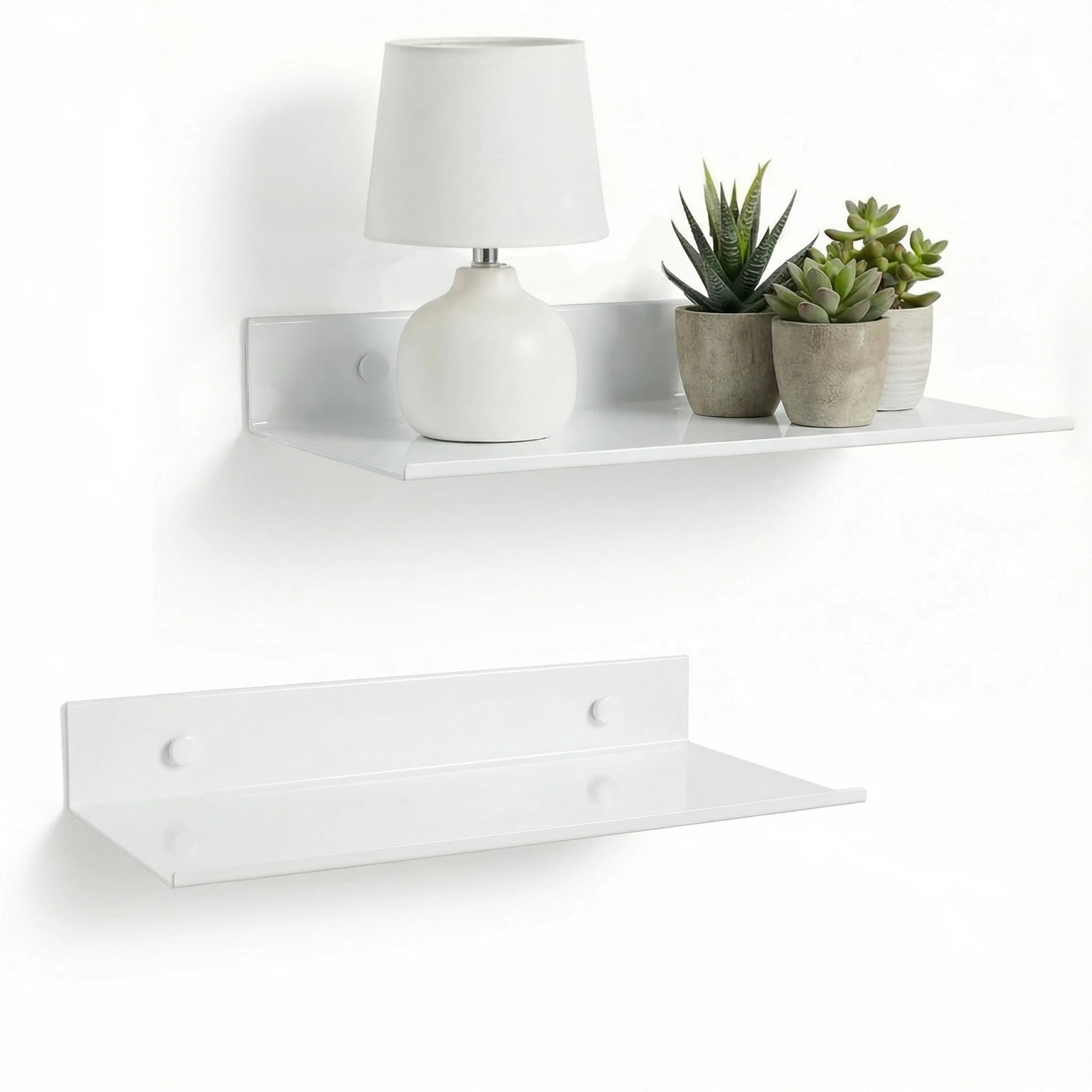 Z metnal Bathroom Shelf, Floating Shelves, Metal Display Wall Shelf, Aluminum, Wall Mounted, Matt Black,16 inch, 2 Pack