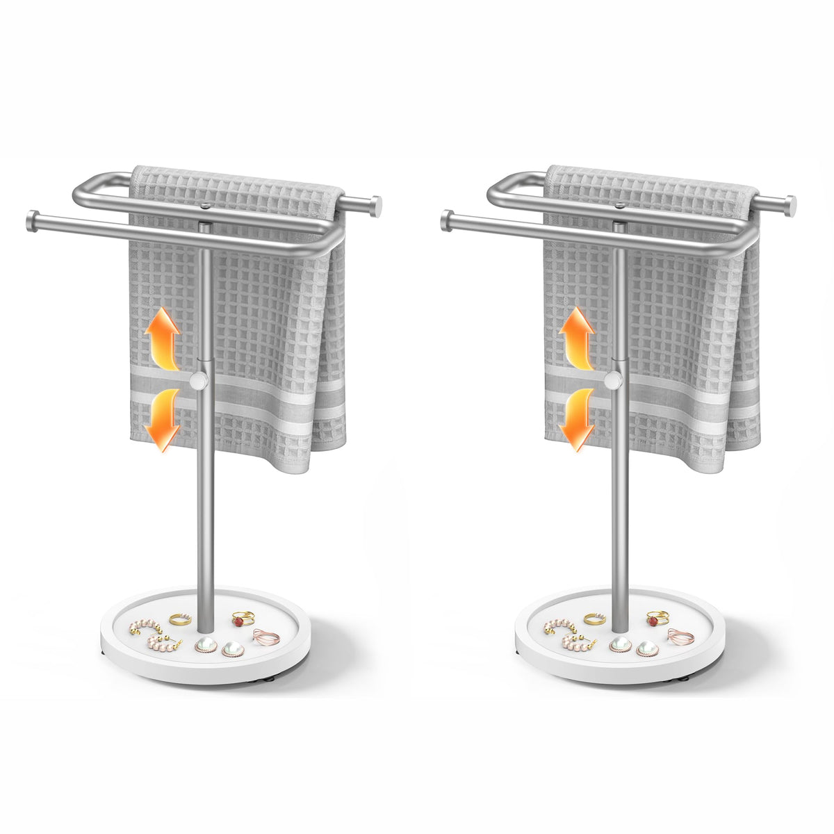 Aetyord S-Shape Countertop Towel Holder - Height Adjustable for Bathroom/Kitchen/RV | Rustproof Metal & Wood Base All Black