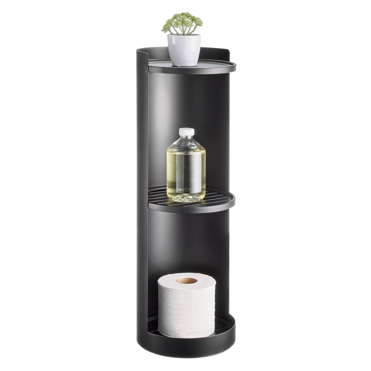 iDesign Freestanding 3-Tier Rotating Bathroom Organizer, Matte Black