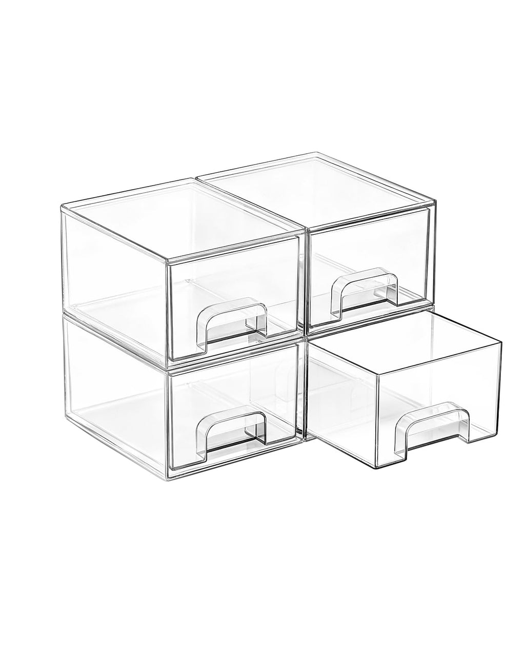 Vtopmart Clear Stackable Storage Drawers, 2 Pack Wide Plastic Organizers