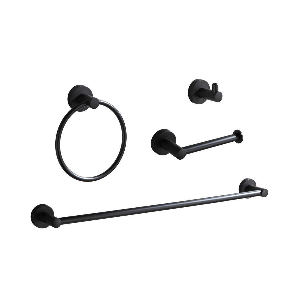 BGL Bathroom Accessory Set,4-Piece Brushed Nickel Towel Racks for Bathroom, 24 Inches Towel Bar, Towel Ring, Toilet Paper Holder & Robe Hook, Wall Mounted