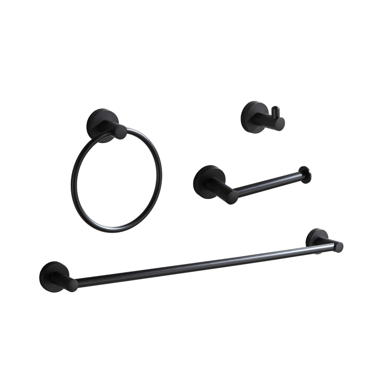 BGL Bathroom Accessory Set,4-Piece Brushed Nickel Towel Racks for Bathroom, 24 Inches Towel Bar, Towel Ring, Toilet Paper Holder & Robe Hook, Wall Mounted