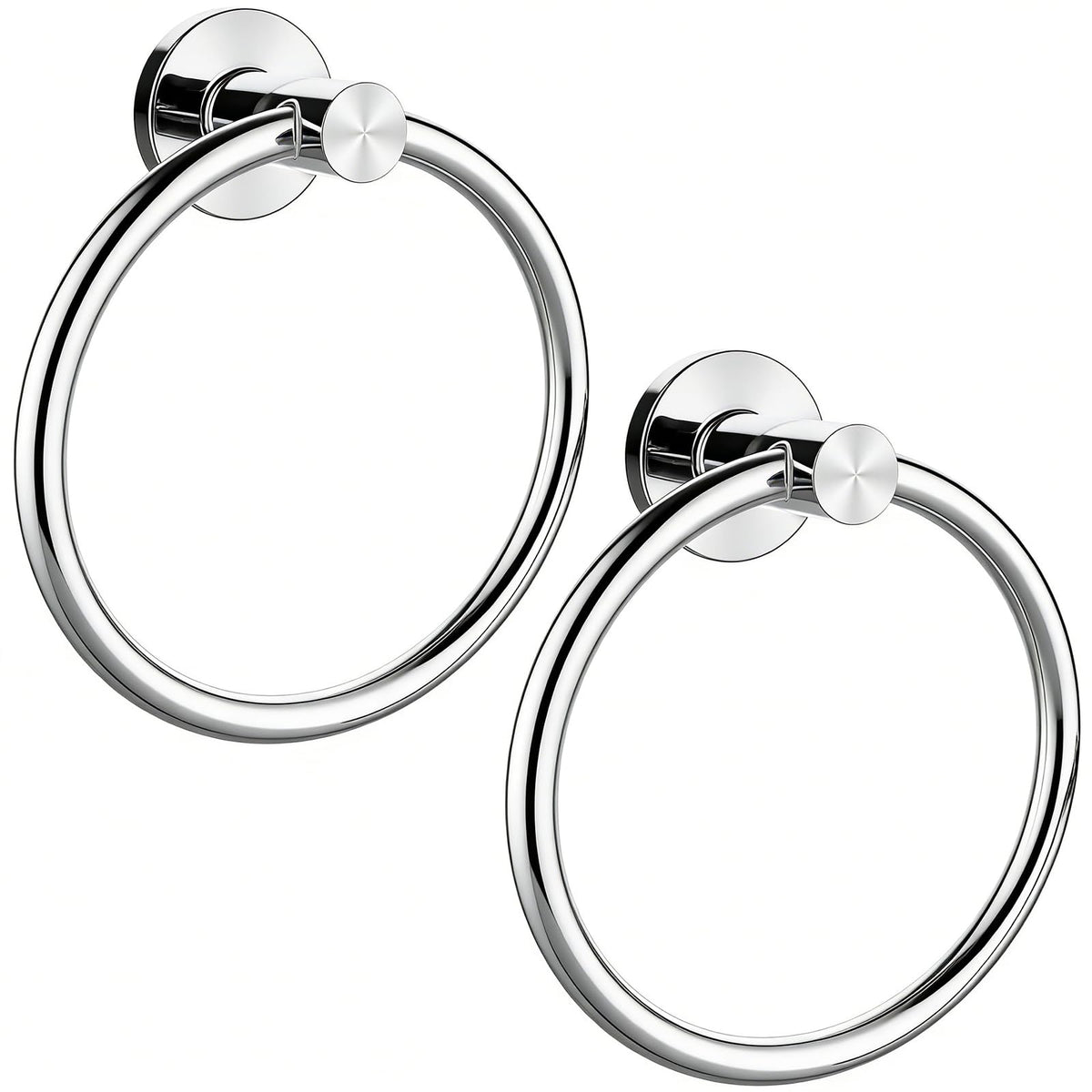 Matte Black Towel Ring 2Pack, SUS304 Stainless Steel Hand Towel Holder for Bathroom Kitchen, Modern Style Towel Hanger, Thicken Ring Towel Holder, Towel Rack Round Wall Mounted (2, Black)
