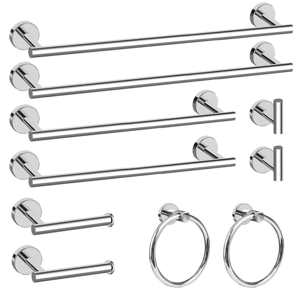 Cilee 10 Piece Brushed Nickel Bathroom Hardware Set, 24" 16" Towel Bar Set