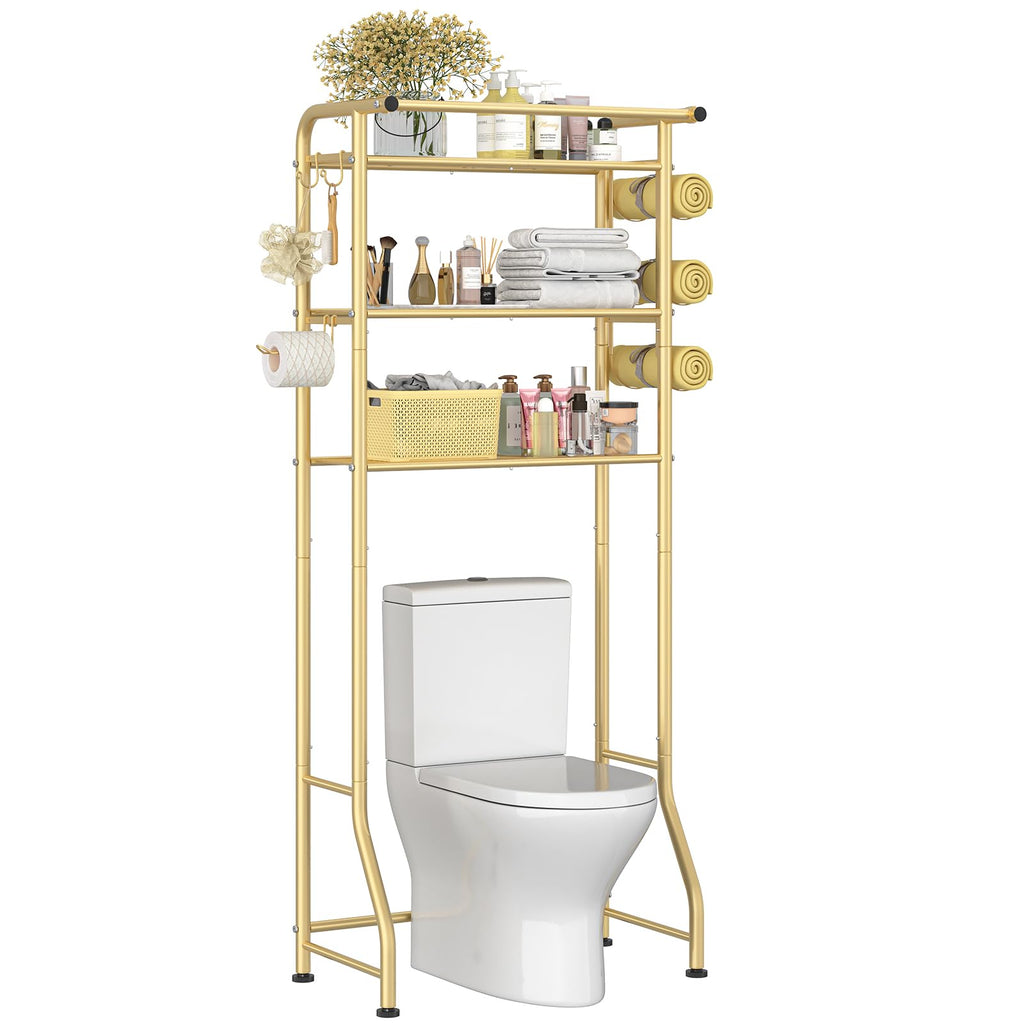 Simple Trending 3 Tier Over The Toilet Rack, Shelf Bathroom, Bathroom Stand Organizer Space Saver, Silver