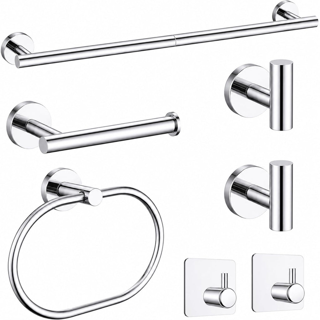Brushed Gold Bathroom Accessories Set, 7 Pieces Gold Towel Bar Bathroom Hardware Set, 31.5 Inch Towel Racks for Bathroom, SUS304 Stainless Steel Bathroom Towel Holder Toilet Paper Holder Wall Mounted