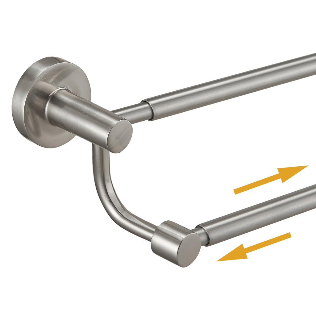BESy Double Towel Bar Towel Rack for Bathroom Wall Mounted Brushed Nickel