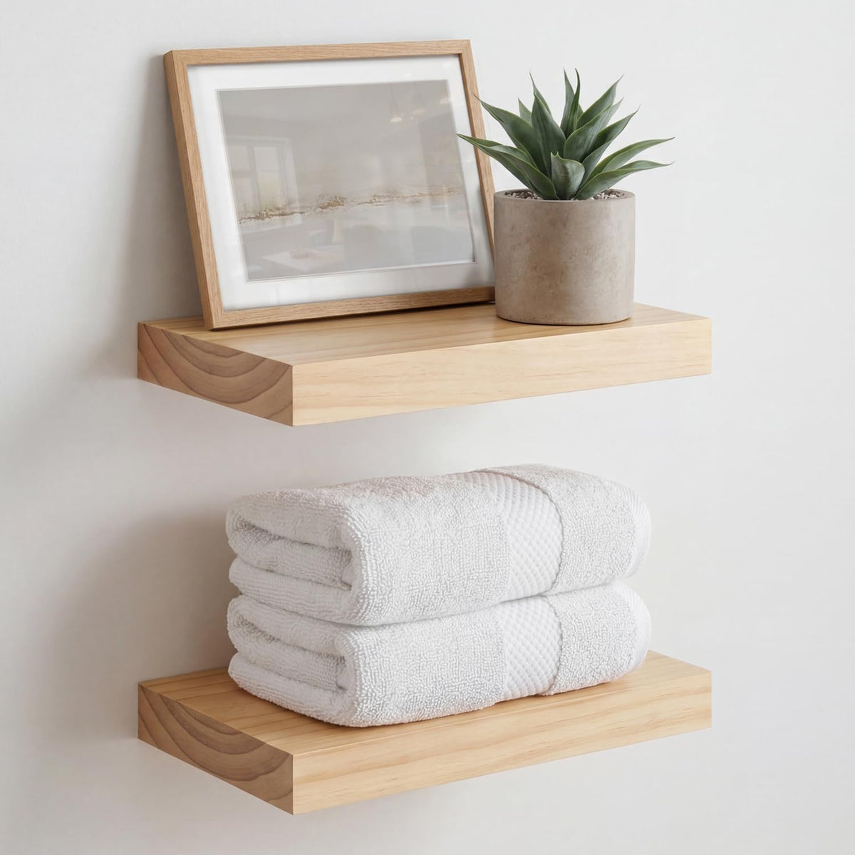 Homeforia 24 Inch Floating Shelves, High-End Solid Pine Wood, Set of 2