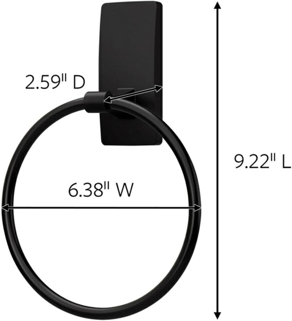 Command Towel Ring, Matte Black, 1 Holder, 2 Strips