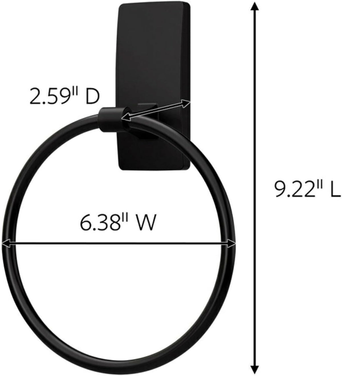 Command Towel Ring, Matte Black, 1 Holder, 2 Strips