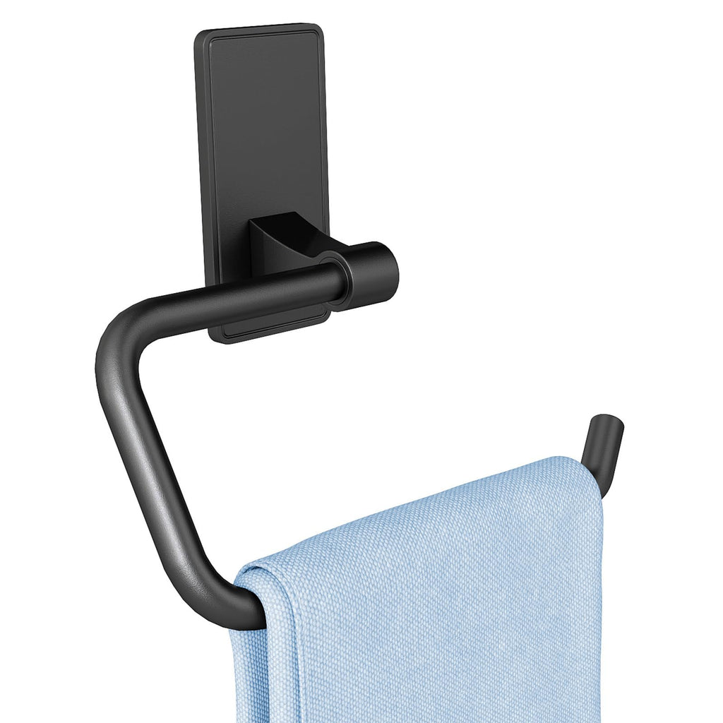 Towel Ring, SUS304 Hand Towel Holder for Bathroom，Adhesive Towel Holder Bathroom Towel Hanger for Bathroom, Matte Black
