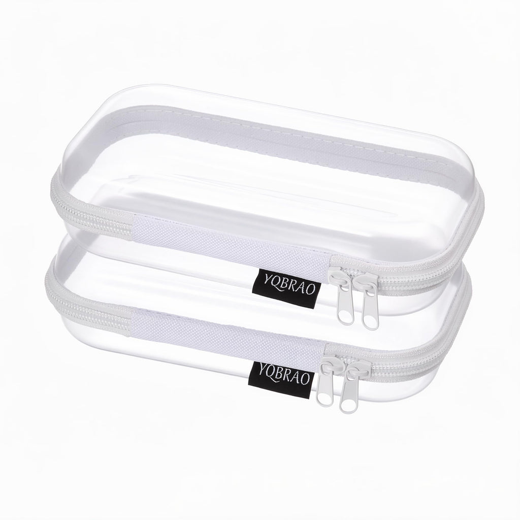 YQBRAO 3-Piece Clear Hard Shell Zipper Case Set, 1L 1M 1S, Pink