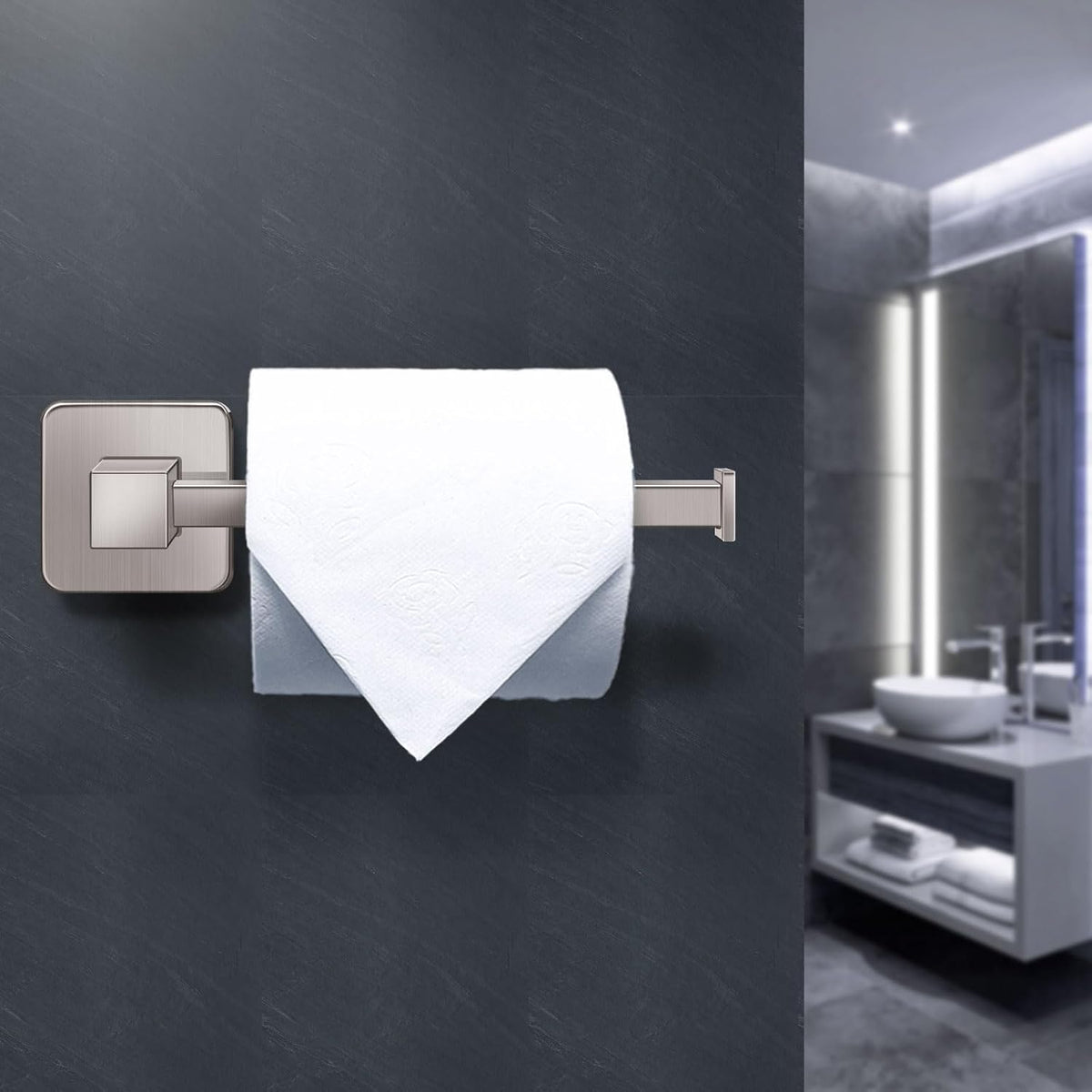 Bathroom Hardware Accessories Set 4 Pieces, Brushed Nickel Stainless Steel Towel Bar Set, Includes 24In Towel Bar, Towel Ring, Robe Towel Hooks,Toilet Paper Holder, Bathroom Towel Rack Set