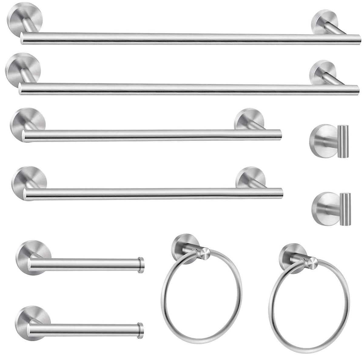 Cilee 10 Piece Brushed Nickel Bathroom Hardware Set, 24" 16" Towel Bar Set