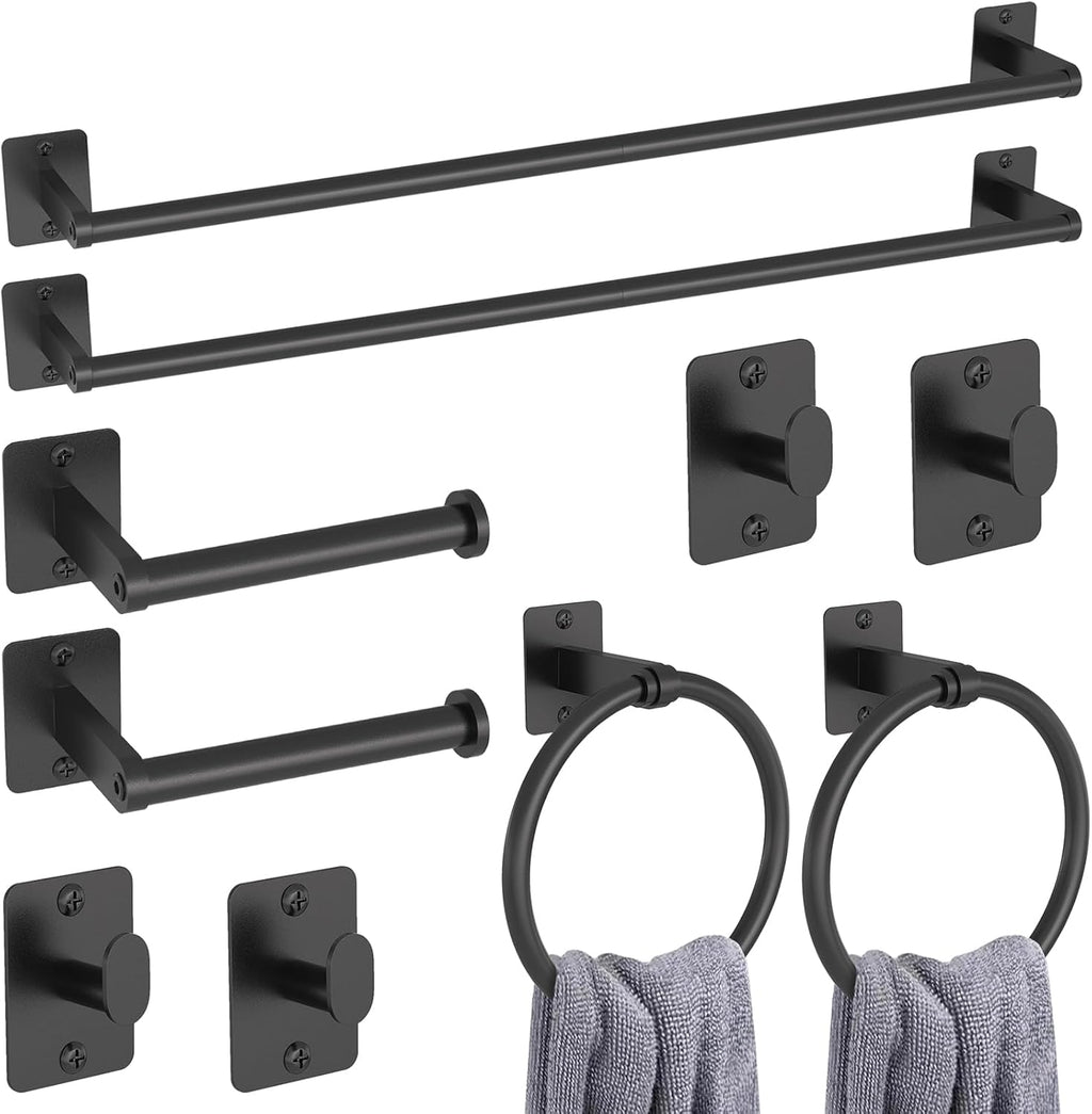 KLJKPA 10-Piece Bathroom Accessories Set, 24 inch Towel Bar