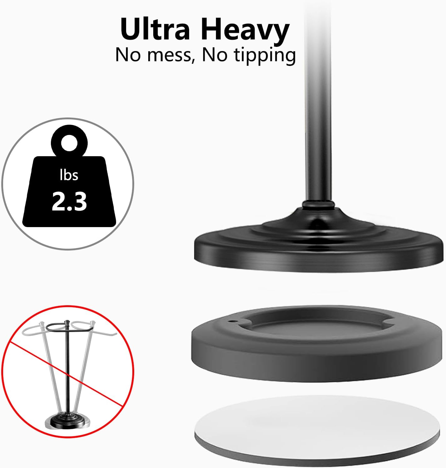 Bath Hand Towel Holder Stand,Stainless Steel 16 Inch Free Standing Towel Rack,Heavy Weight Towel Bar for Bathroom Vanity Countertop &Kitchen,Black