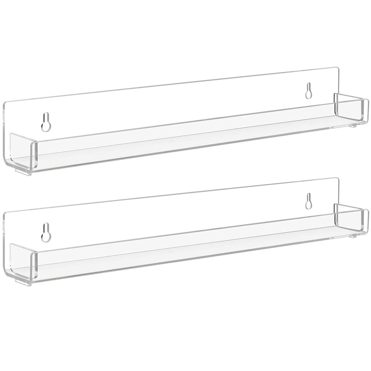 6 Pack Clear Nail Polish Rack Wall Mounted,15 inch Invisible Acrylic Floating Bookshelf,Small Toy Storage Wall Shelf Modern Picture Ledge Vinyl Record Display Shelf Holder