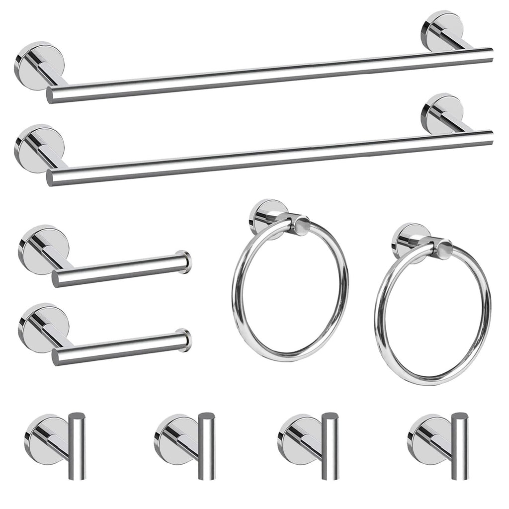 Cilee 10 Piece Brushed Nickel Bathroom Hardware Set, 24" 16" Towel Bar Set
