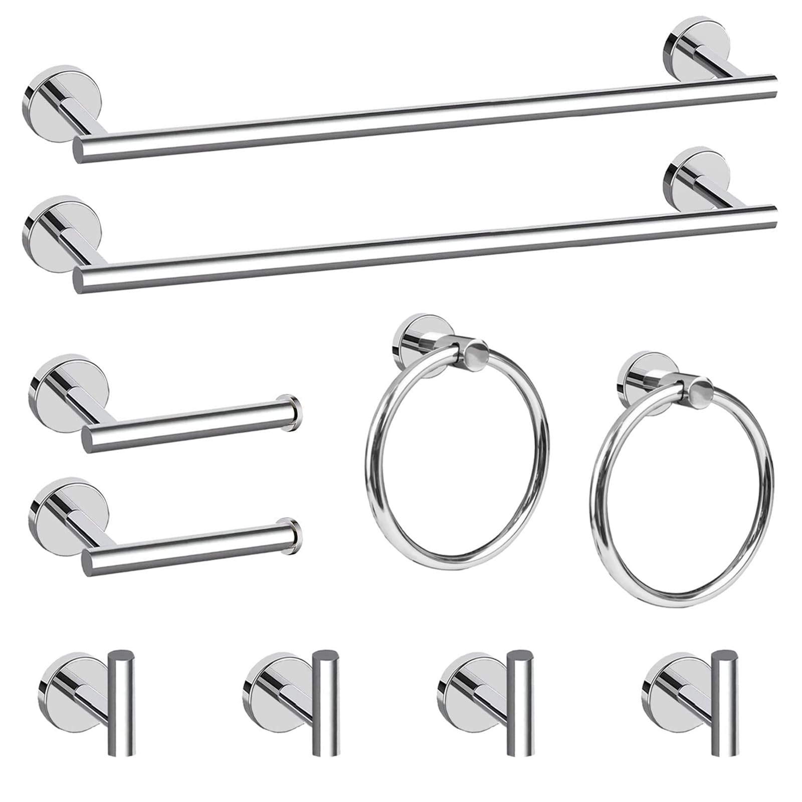 Cilee 10 Piece Brushed Nickel Bathroom Hardware Set, 24" 16" Towel Bar Set