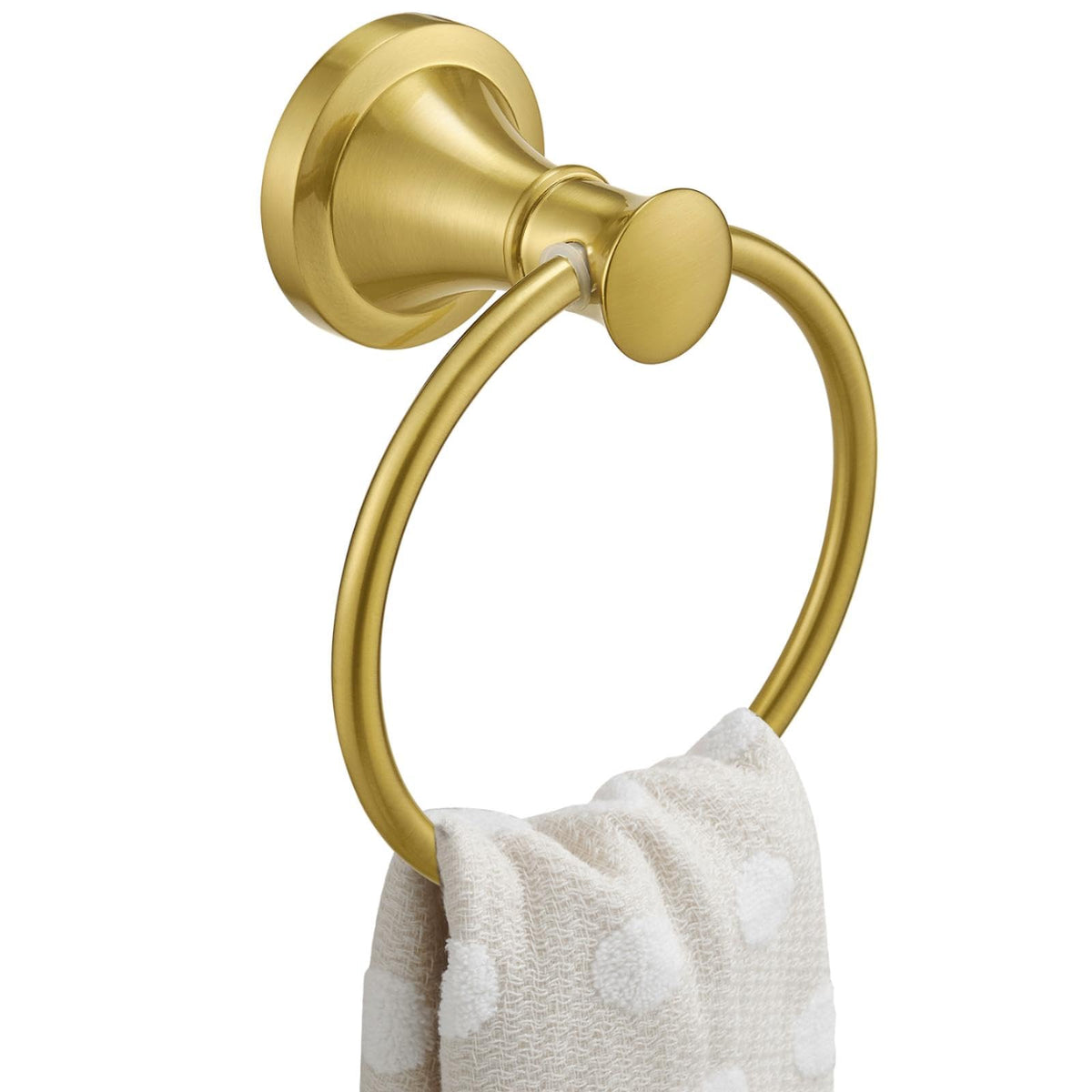 BESy Towel Ring, Bathroom Hand Towel Holder Wall Mounted Brushed Gold