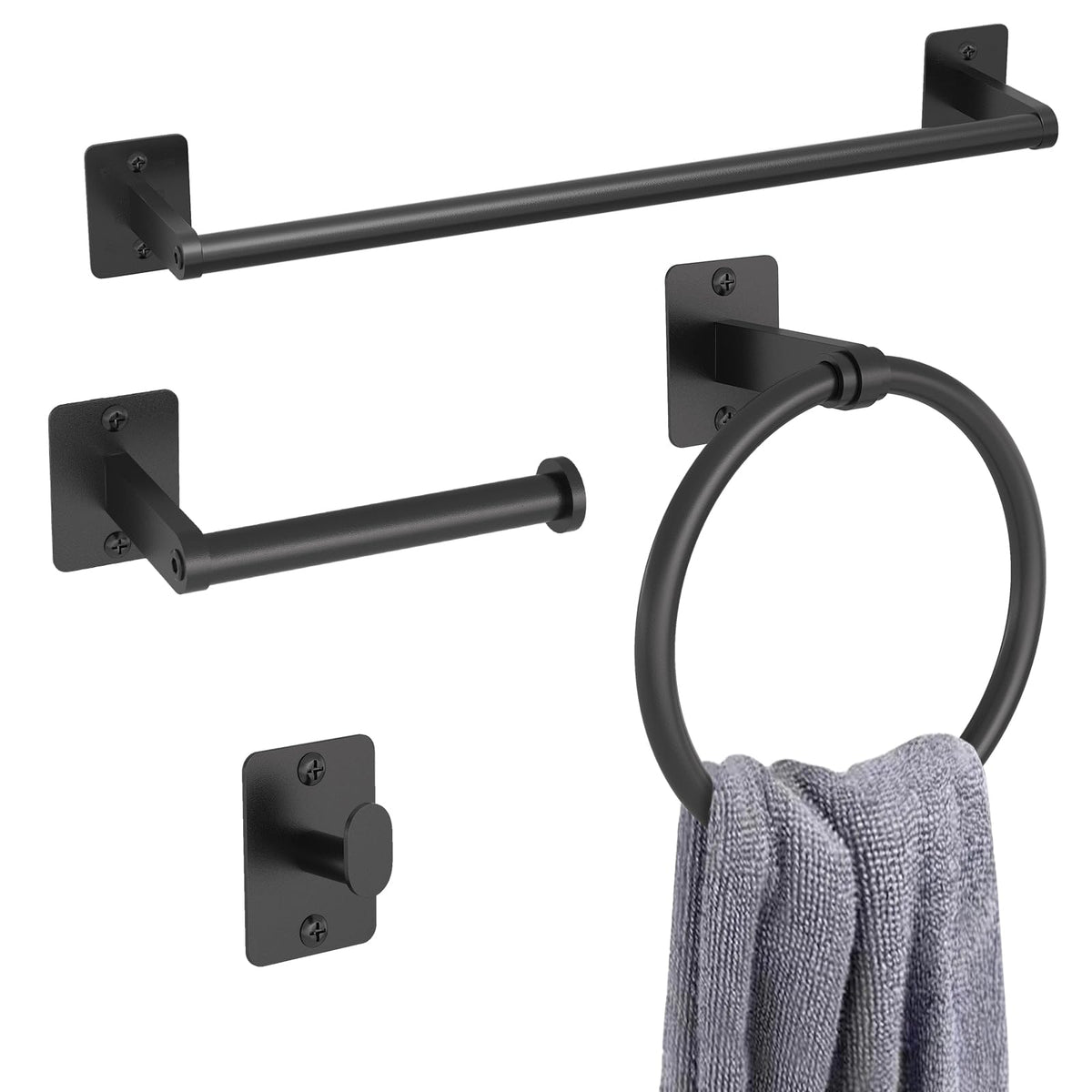 KLJKPA Brushed Nickel Bathroom Accessories Set, 4 PCS Bathroom Hardware Set