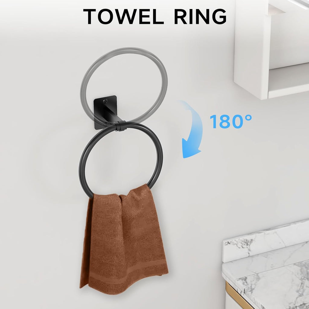 KLJKPA 10-Piece Bathroom Accessories Set, 24 inch Towel Bar