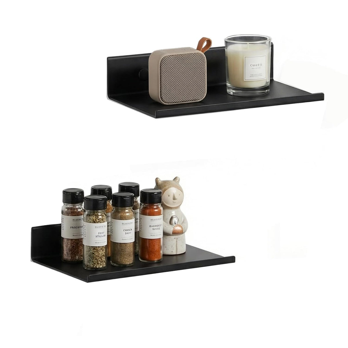 Z metnal Bathroom Shelf, Floating Shelves, Metal Display Wall Shelf, Aluminum, Wall Mounted, Matt Black,16 inch, 2 Pack