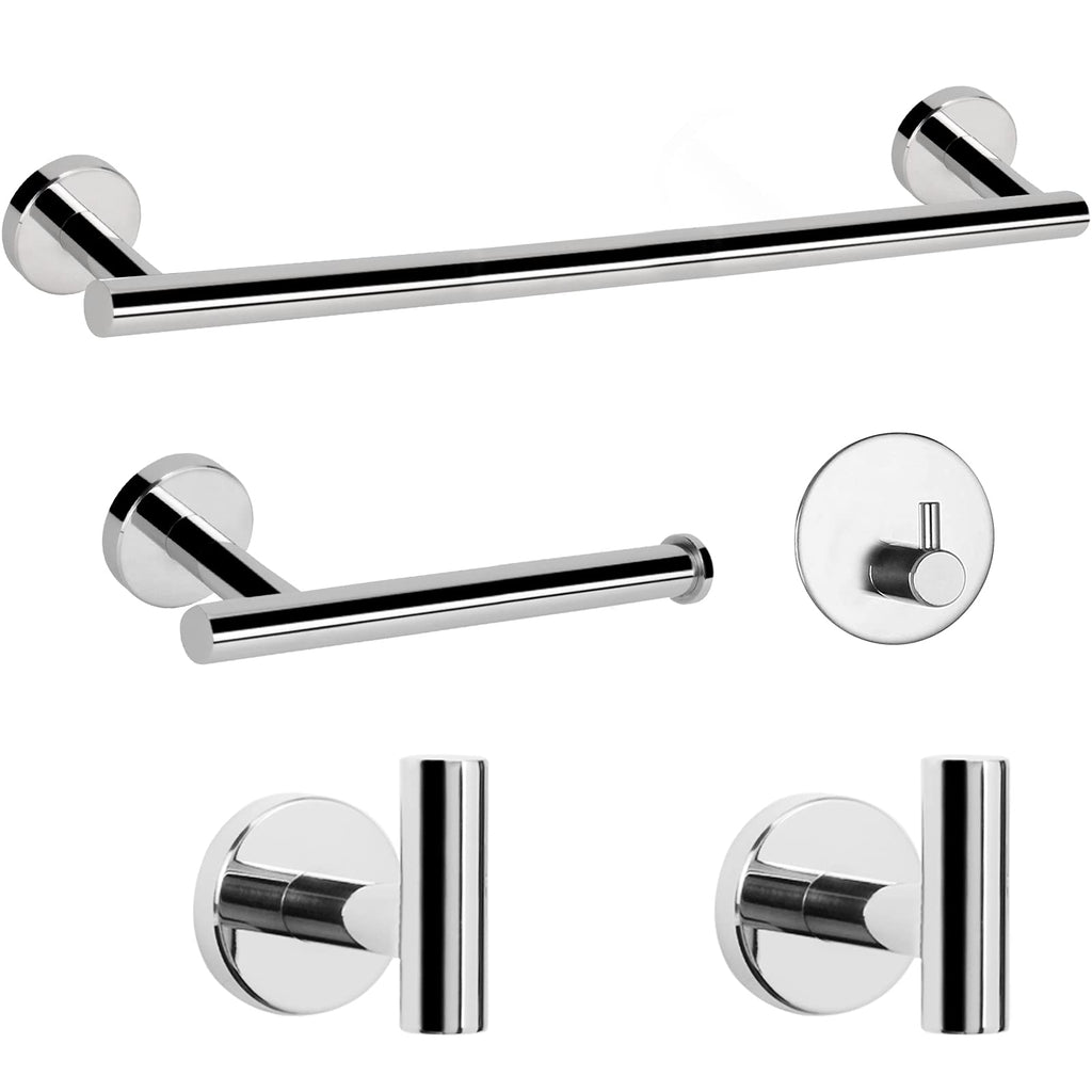 NearMoon Bathroom Hardware Set SUS 304 Thicken Stainless Steel-Towel Bar Set Include 16" Towel Rod, Toilet Paper Holder, Multifunctional Hooks Bathroom Accessories (Brushed Nickel, 5 Pcs)