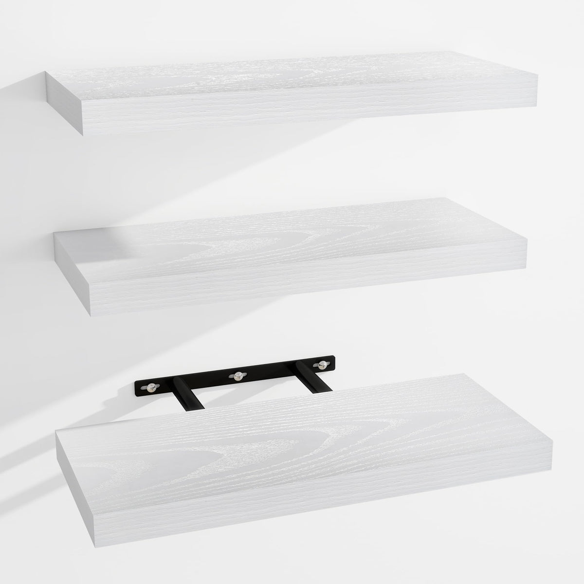 Venusmiles Bathroom Floating Shelves for Wall, 15" Wall Mounted Shelves with Invisible Brackets, 4 Small Wood Floating Wall Shelf Shelves for Living Room, Bedroom, Kitchen, Bathroom (Oak)