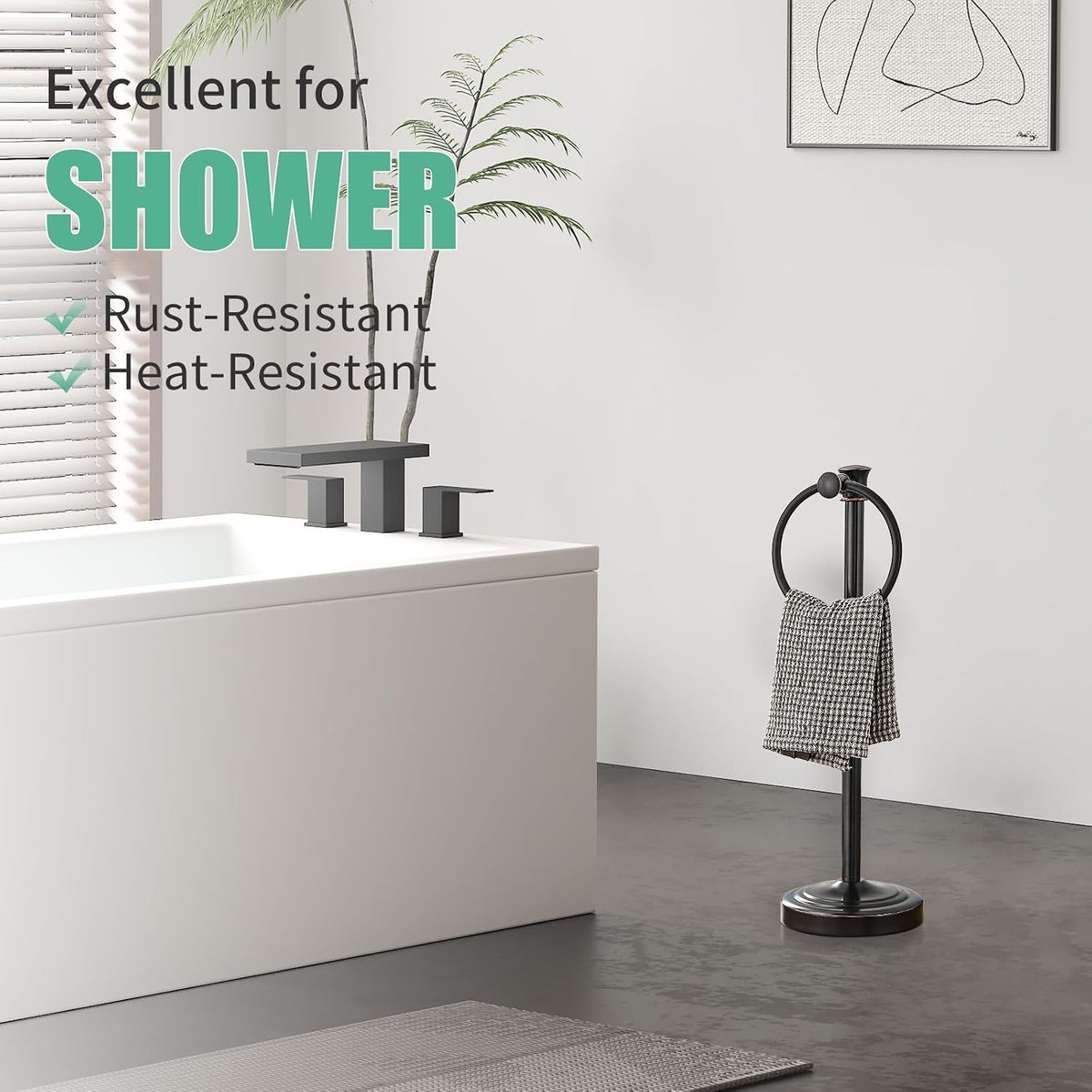 Hoimpro Hand Towel Holder Stand Free Standing Towel Bar Oil Rubbed Bronze