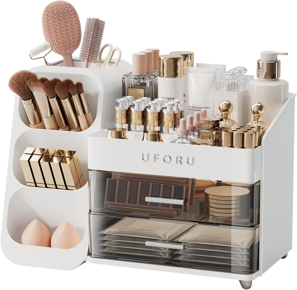 UFORU Makeup Organizer Countertop with Brush Holder for Vanity Bathroom