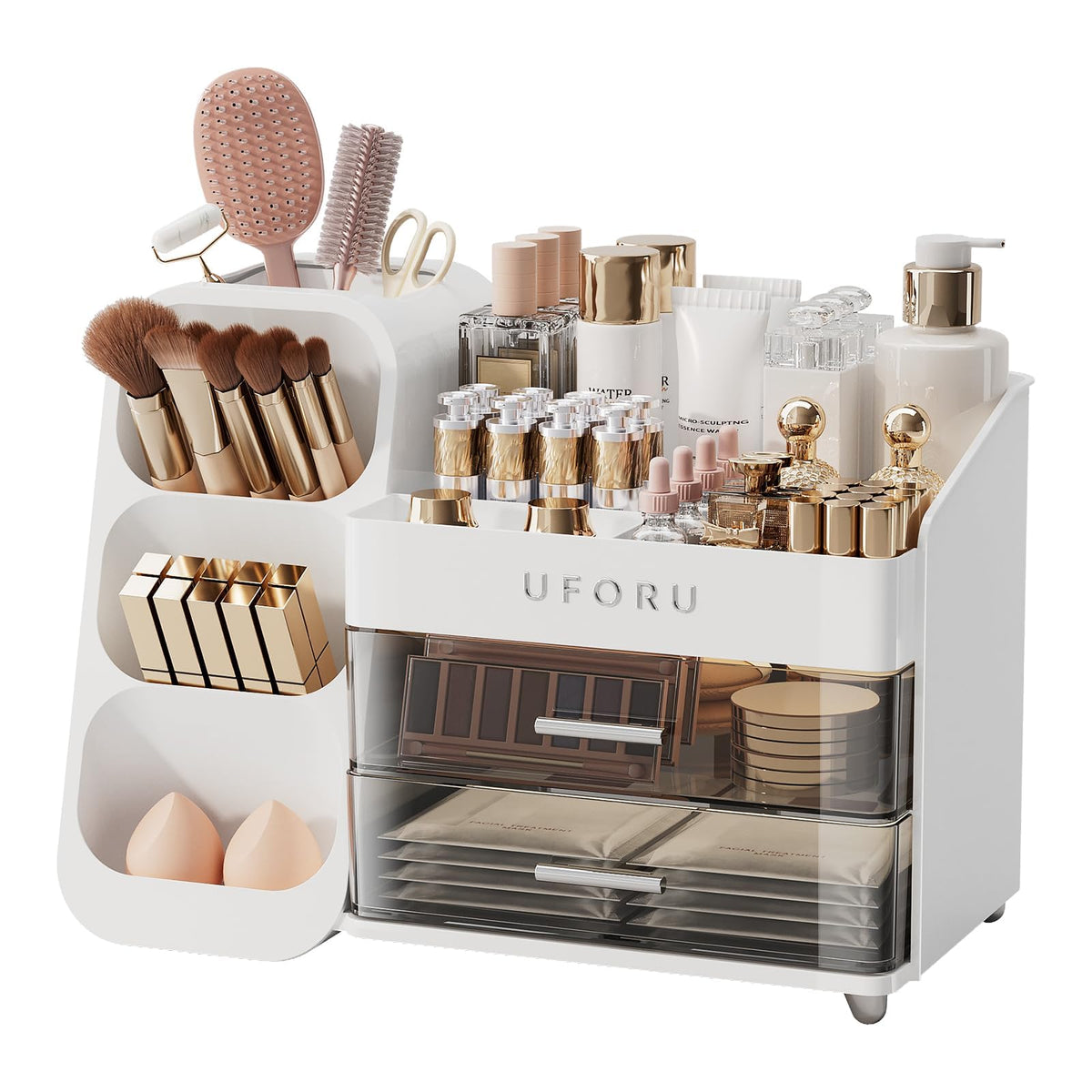 UFORU Makeup Organizer Countertop with Brush Holder for Vanity Bathroom