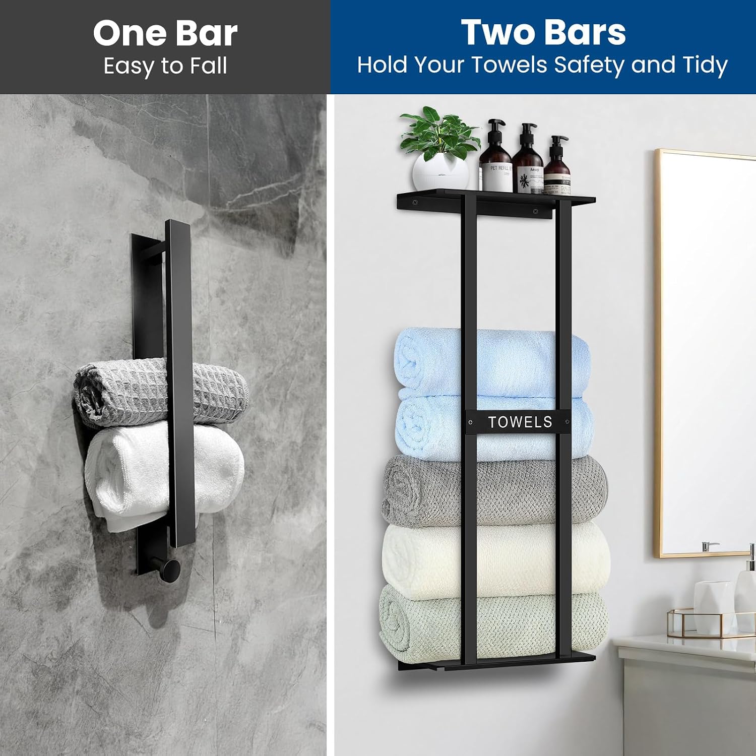 Bathroom Towel Storage Rack, Wall Mounted Bathroom Towel Rack
