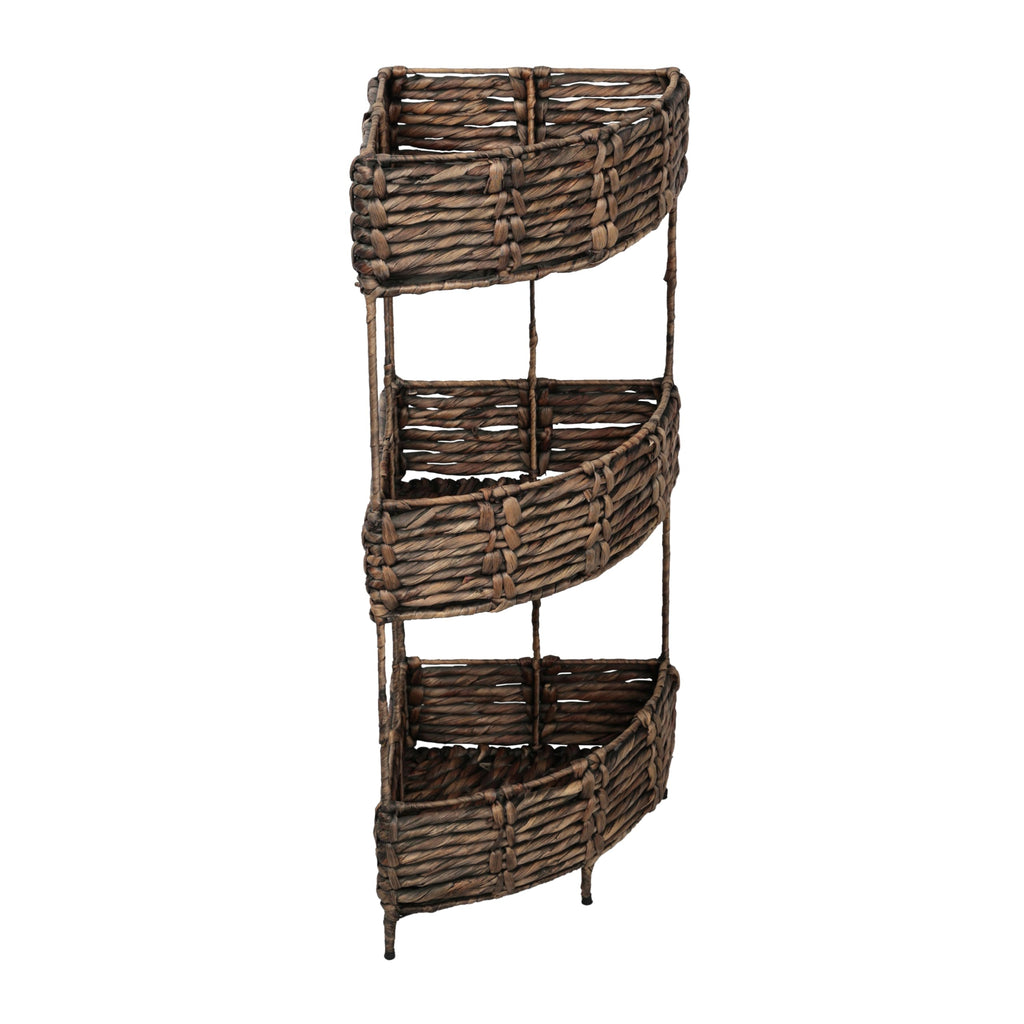 happimess Lavish 3-Tier Corner Storage Rack 32.5" Water Hyacinth, Brown