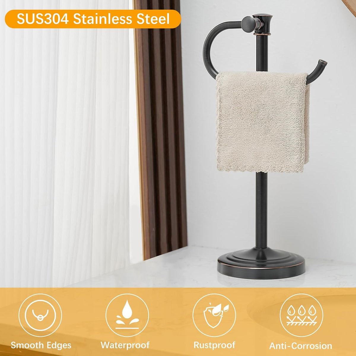 BESy Stand Hand Towel Holder, Countertop Towel Bar, Oil Rubbed Bronze