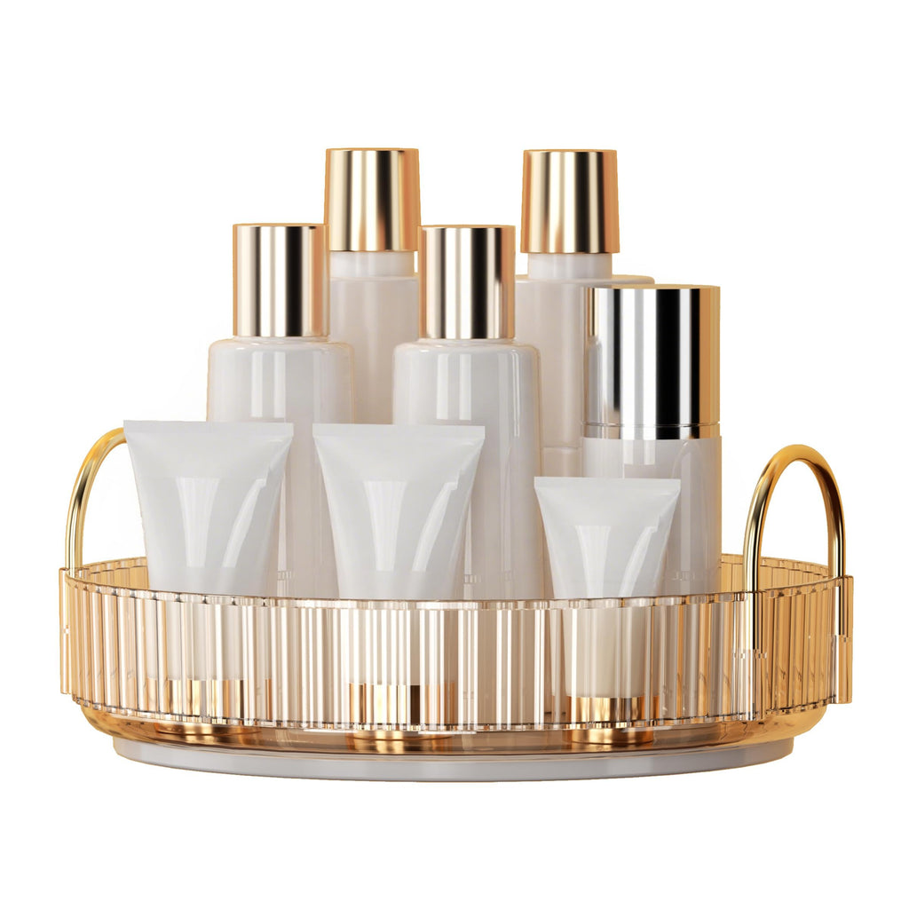 YCIA&DONE 360 Rotating Makeup Organizer and Storage for Vanity Countertop 3 Tiers, High Capacity Cosmetic Skincare Perfume Organizers for Dresser Bathroom Lazy Susan (Smoky Gray)