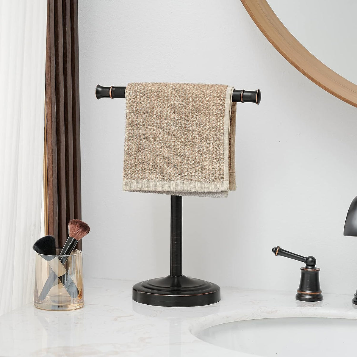 RUMOSE Oil Rubbed Bronze Hand Towel Holder Stand Countertop Towel Rack