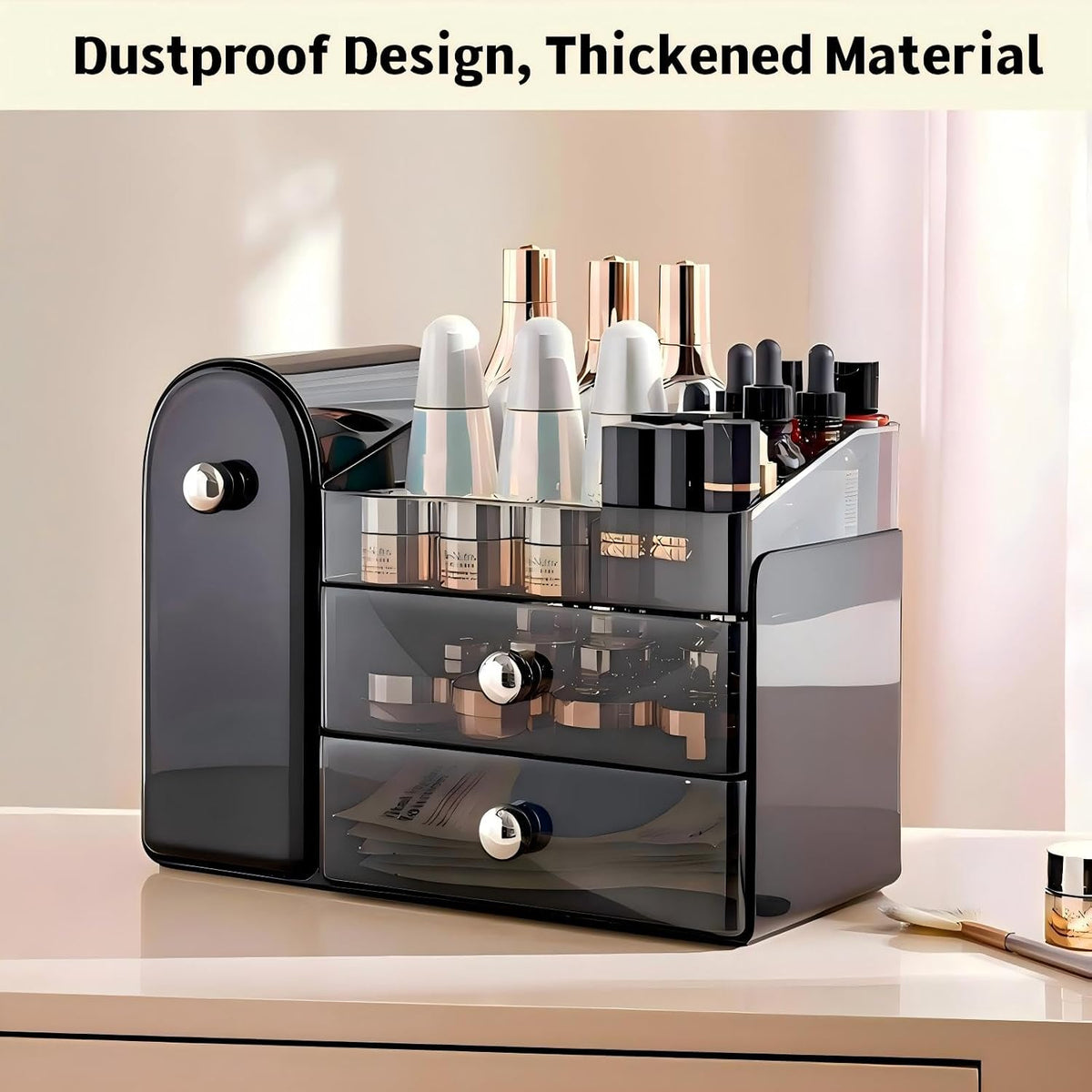 Makeup Organizer for Vanity with Brush Holder,Skincare Organizer