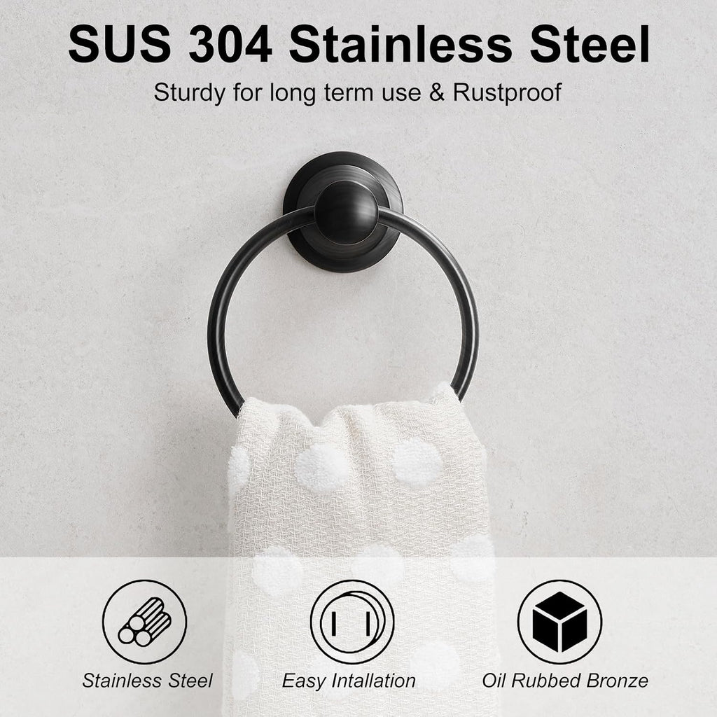 BESy Towel Ring, Bathroom Hand Towel Holder Wall Mounted Oil Rubbed Bronze