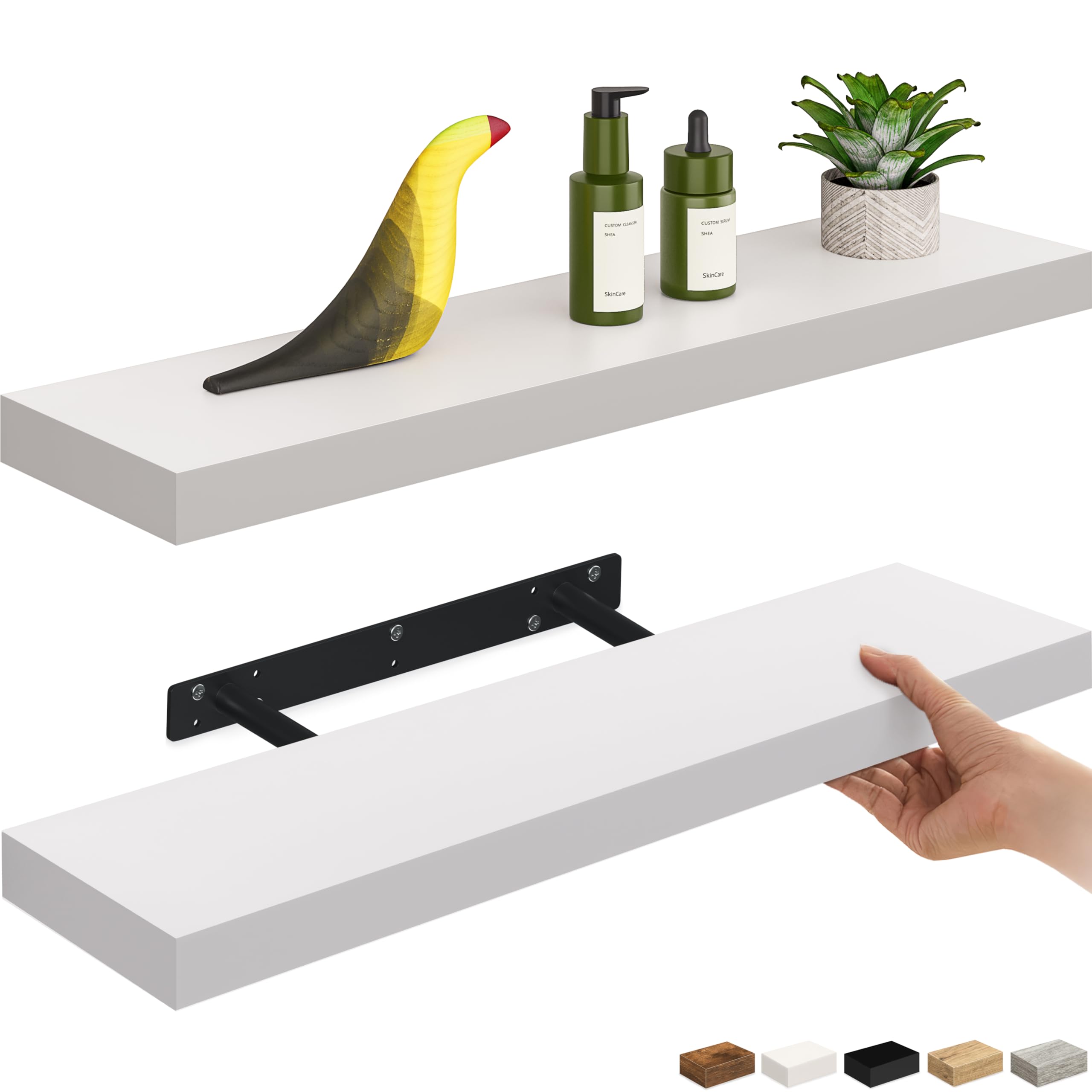 Ballucci Floating Shelf, 36" Hanging Shelf with Invisible Brackets, Wooden Floating Shelves for Walls, Book Shelf, Wall Shelves for Home Office, Bathroom, Living Room, 6 inch Deep, Gray