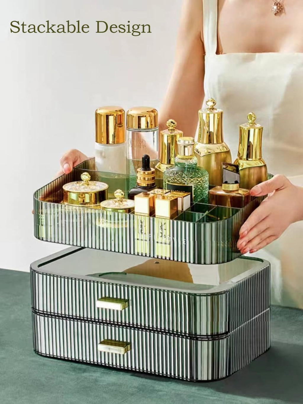 Makeup Organizer with Stackable Drawers, Bathroom Counter Organizer.