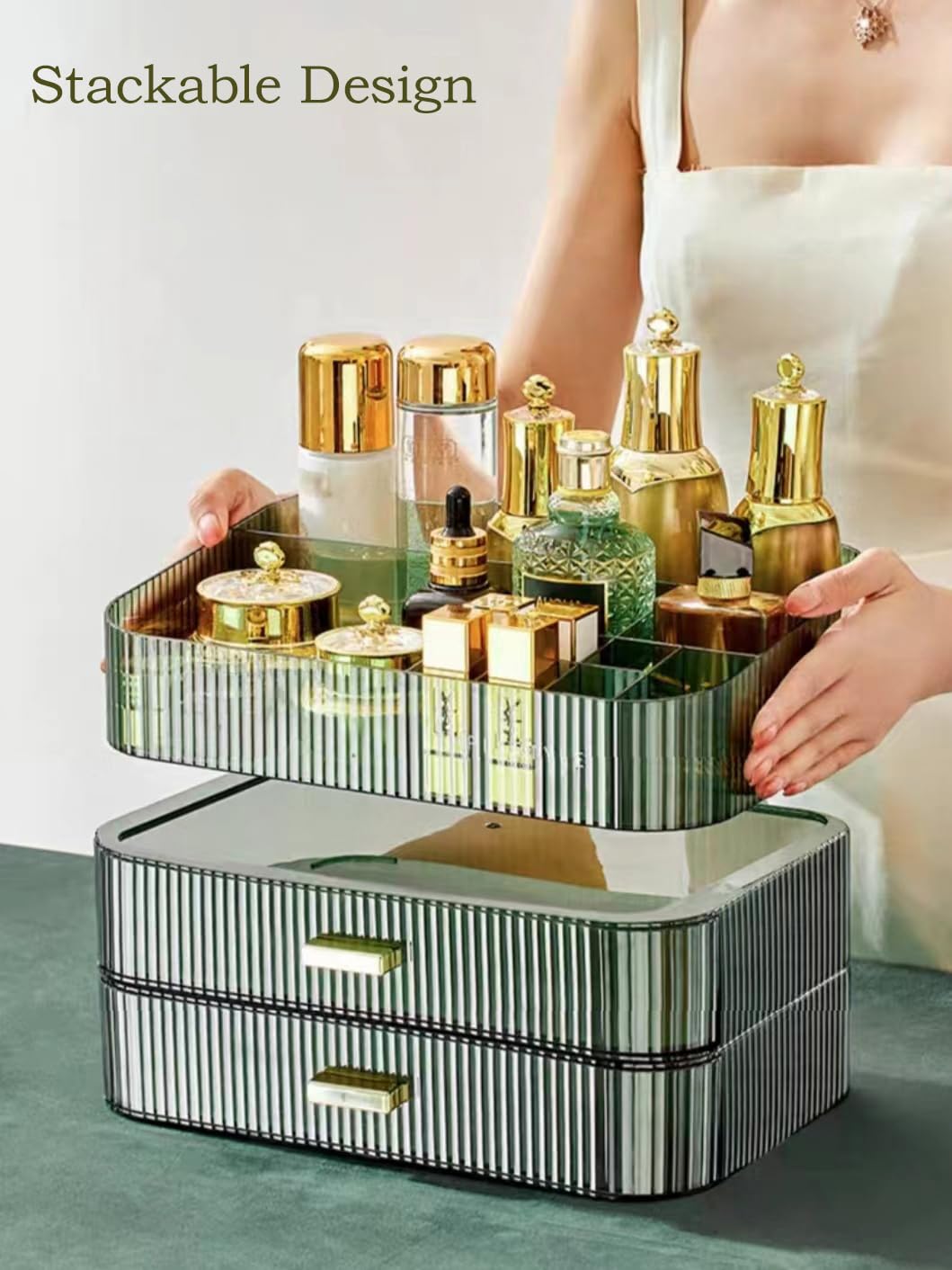 Makeup Organizer with Stackable Drawers, Bathroom Counter Organizer.
