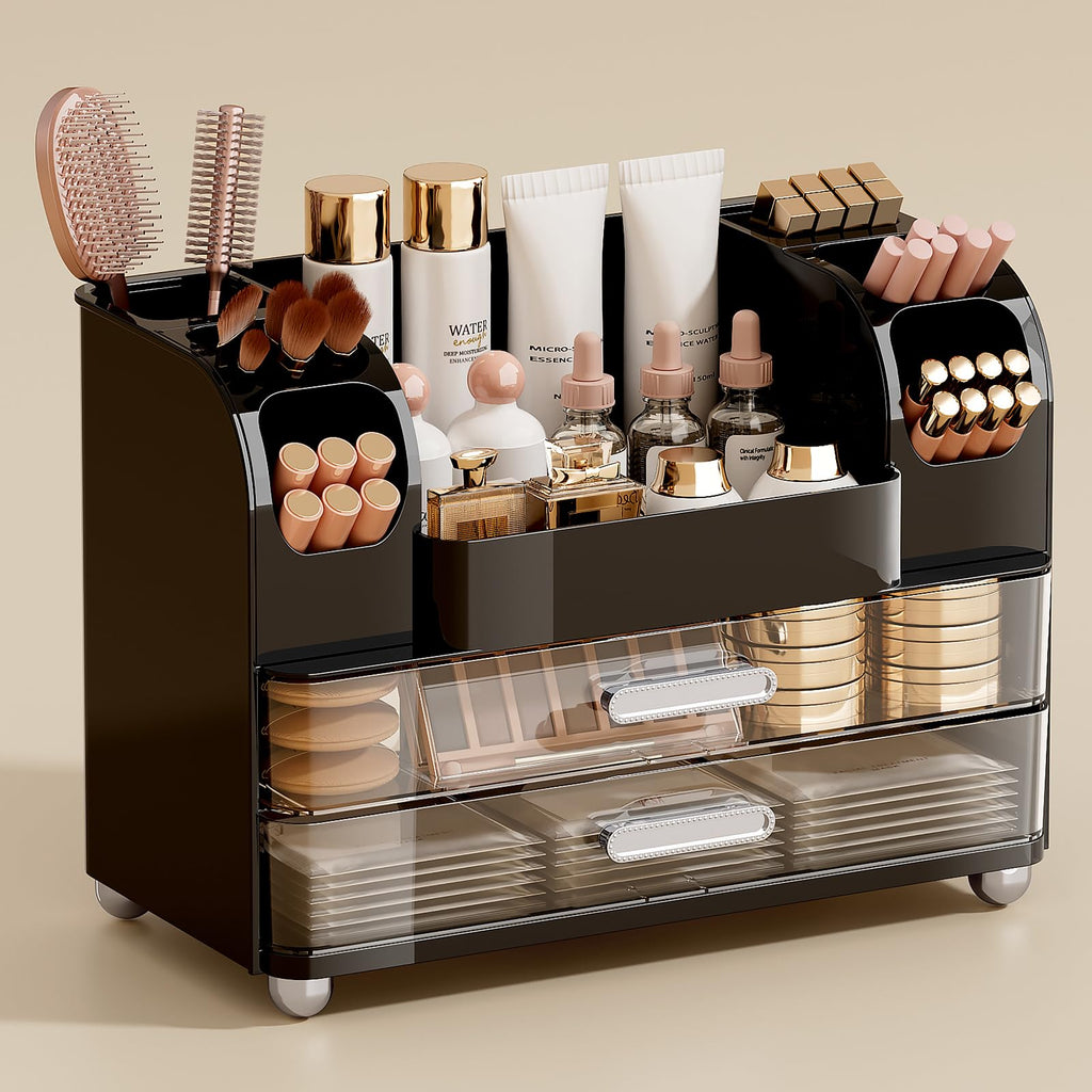 UFORU Makeup Organizer Countertop with 2 Large Drawers for Vanity Bathroom