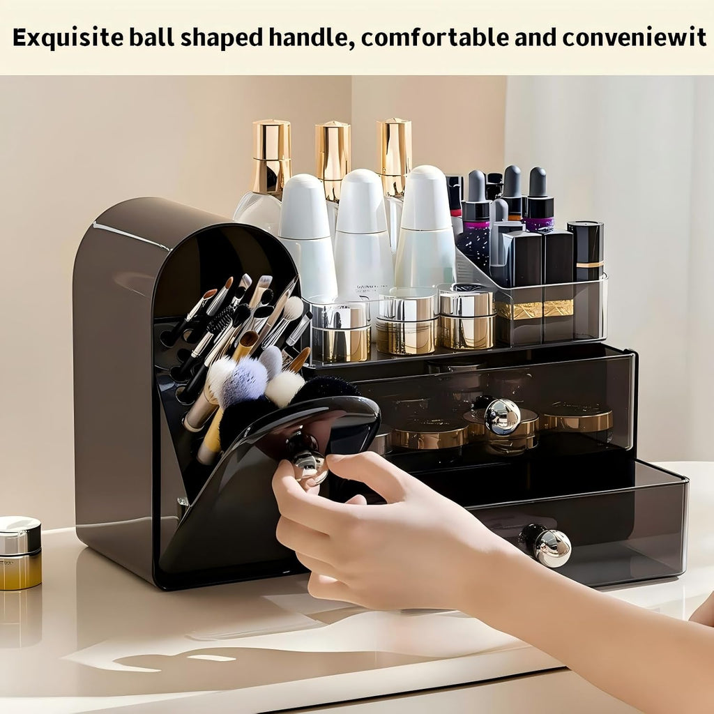 Makeup Organizer for Vanity with Brush Holder,Skincare Organizer