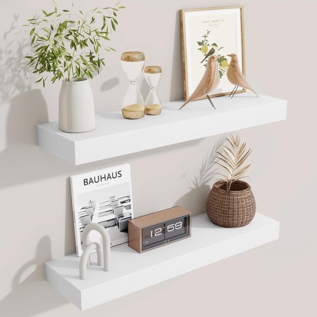 Fun Memories Floating Shelves Bathroom for Wall Mounted Shelves, 20 Inch Wood Shelf Set of 2, Home Storage & Display Decor, Walnut