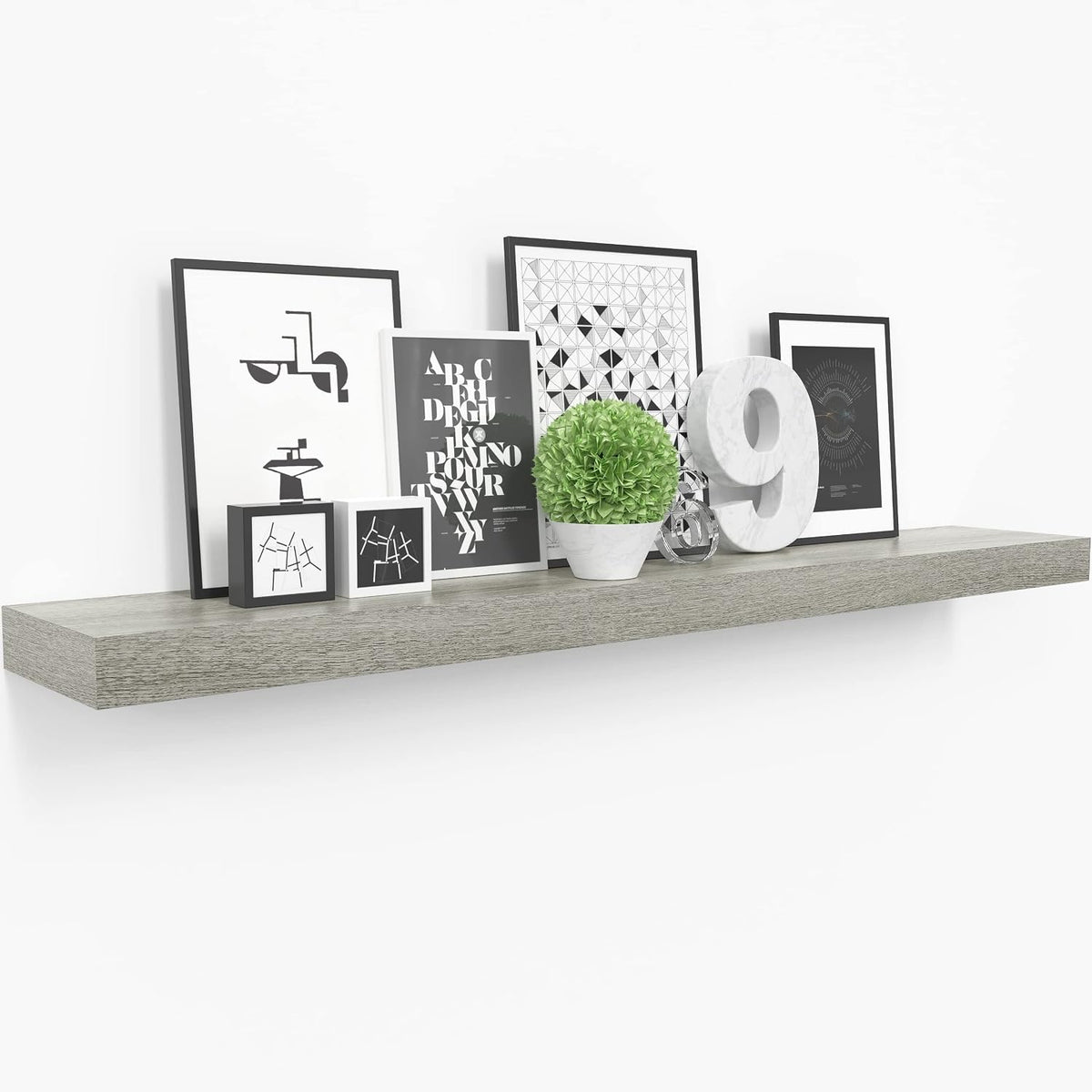 Ballucci Floating Shelf, 36" Hanging Shelf with Invisible Brackets, Wooden Floating Shelves for Walls, Book Shelf, Wall Shelves for Home Office, Bathroom, Living Room, 6 inch Deep, Gray