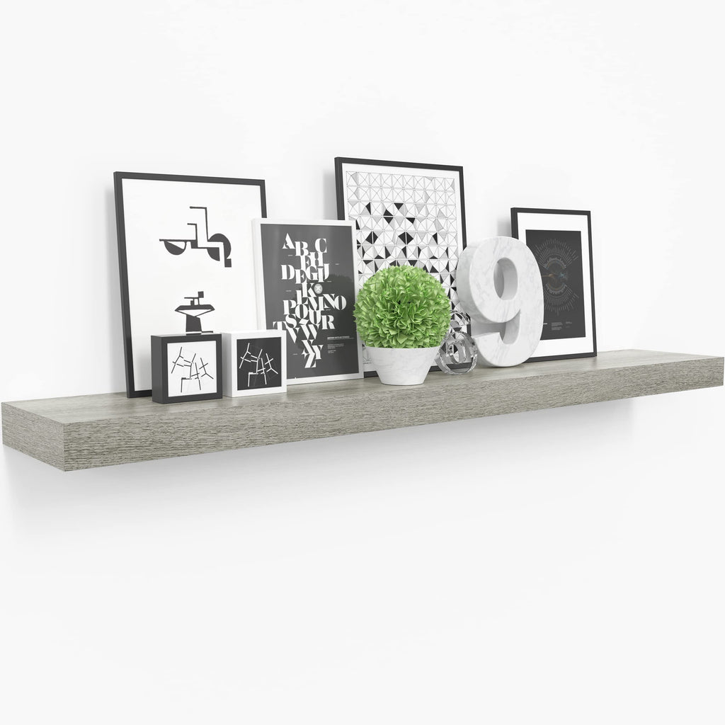 Ballucci Floating Shelves, 55" Wood Wall Shelf Set of 2, with Invisible Brackets for Bathroom, Living Room, Bedroom, Kitchen, Nursery, 6" Deep, White