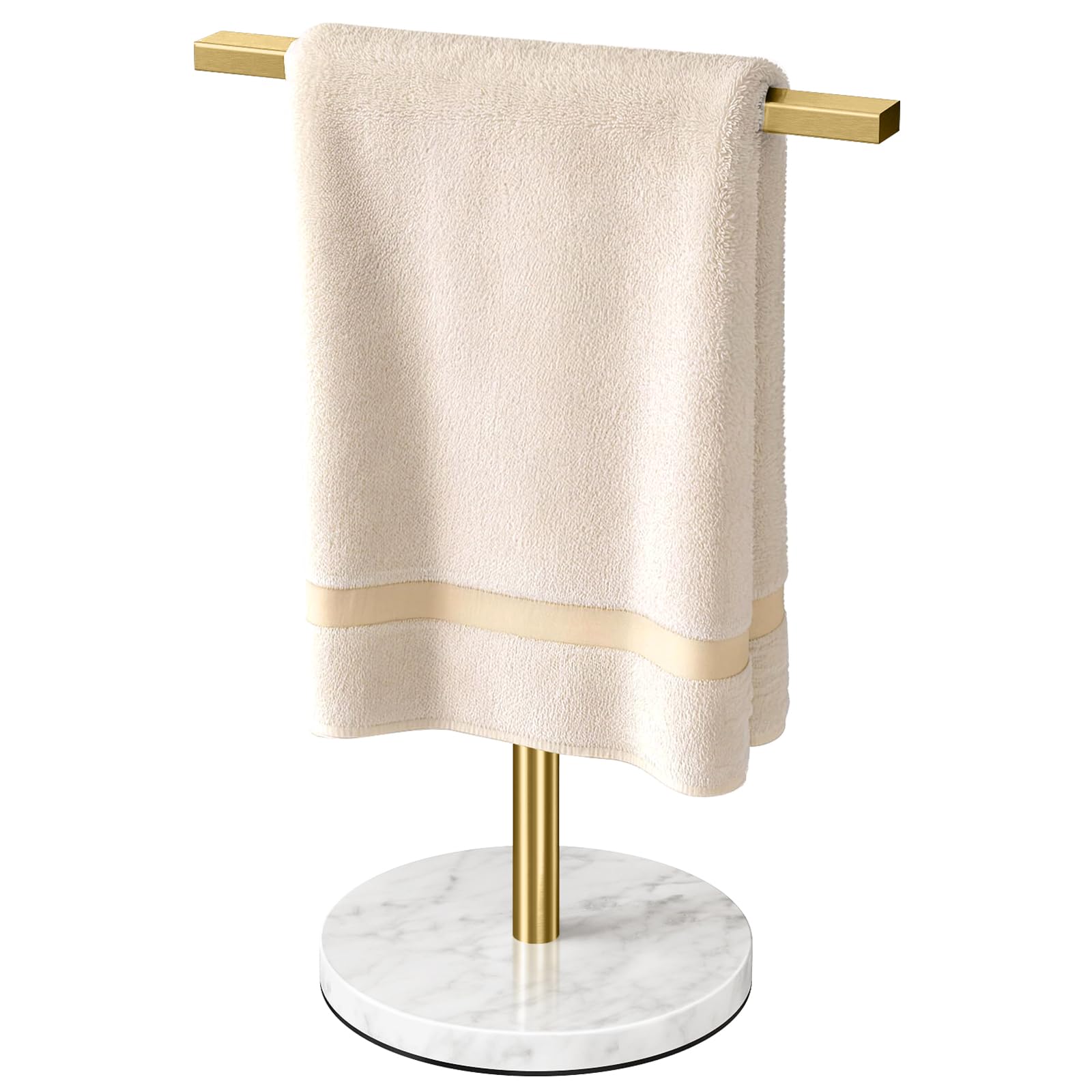 Gypie Hand Towel Holder Stand Countertop T-Shape, Brushed Nickel